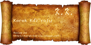 Kerek Károly névjegykártya